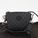 GUCCI GG Supreme Shoulder Bag PVC Black Silver 723306 Auth ka1628M-12