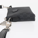 GUCCI GG Supreme Shoulder Bag PVC Black Silver 723306 Auth ka1628M-4