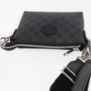 GUCCI GG Supreme Shoulder Bag PVC Black Silver 723306 Auth ka1628M-6