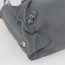 BALENCIAGA Paper Mini Hand Bag Leather 2way Gray Silver 305582 Auth ka1629M-16