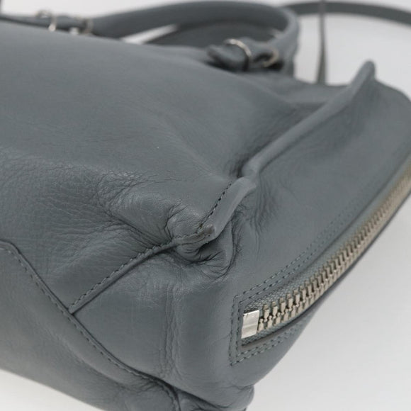 BALENCIAGA Paper Mini Hand Bag Leather 2way Gray Silver 305582 Auth ka1629M