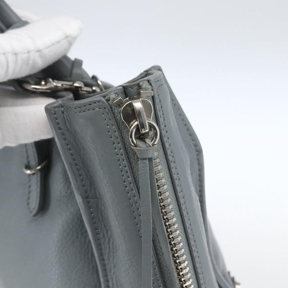 BALENCIAGA Paper Mini Hand Bag Leather 2way Gray Silver 305582 Auth ka1629M