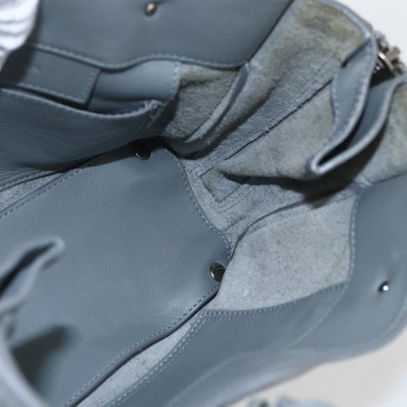 BALENCIAGA Paper Mini Hand Bag Leather 2way Gray Silver 305582 Auth ka1629M