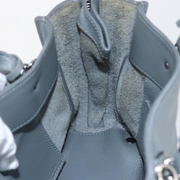 BALENCIAGA Paper Mini Hand Bag Leather 2way Gray Silver 305582 Auth ka1629M