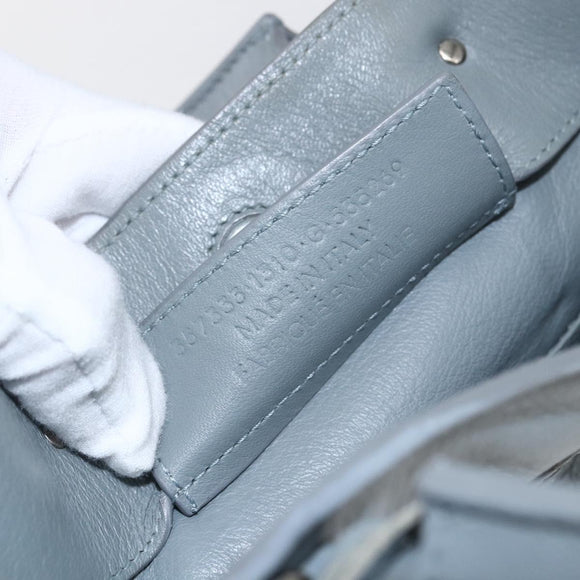 BALENCIAGA Paper Mini Hand Bag Leather 2way Gray Silver 305582 Auth ka1629M