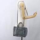 BALENCIAGA Paper Mini Hand Bag Leather 2way Gray Silver 305582 Auth ka1629M-28