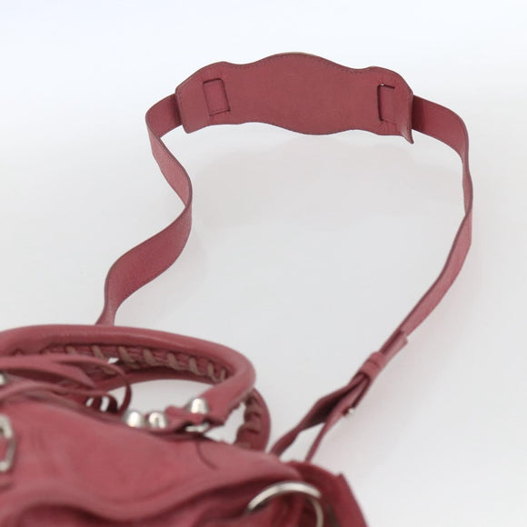 BALENCIAGA Classic Mini City Hand Bag Leather 2way Pink 300295 Auth ka1630M