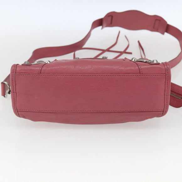 BALENCIAGA Classic Mini City Hand Bag Leather 2way Pink 300295 Auth ka1630M
