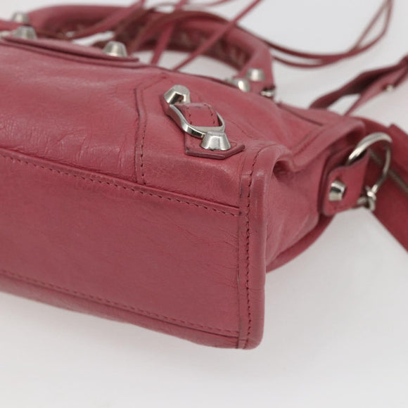 BALENCIAGA Classic Mini City Hand Bag Leather 2way Pink 300295 Auth ka1630M