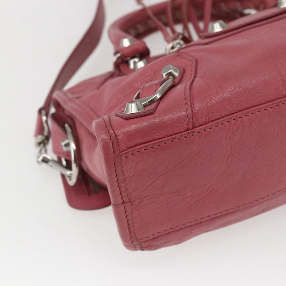 BALENCIAGA Classic Mini City Hand Bag Leather 2way Pink 300295 Auth ka1630M