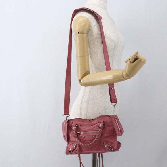 BALENCIAGA Classic Mini City Hand Bag Leather 2way Pink 300295 Auth ka1630M