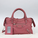 BALENCIAGA Classic Mini City Hand Bag Leather 2way Pink 300295 Auth ka1630M-12