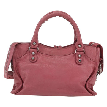 BALENCIAGA Classic Mini City Hand Bag Leather 2way Pink 300295 Auth ka1630M - 0