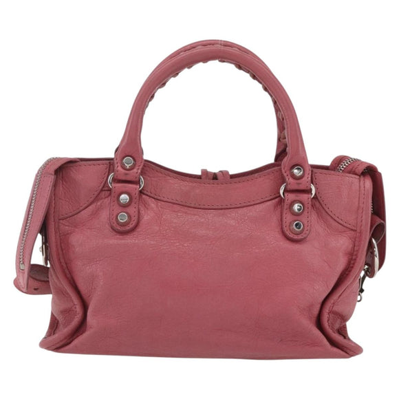 BALENCIAGA Classic Mini City Hand Bag Leather 2way Pink 300295 Auth ka1630M