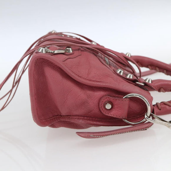 BALENCIAGA Classic Mini City Hand Bag Leather 2way Pink 300295 Auth ka1630M