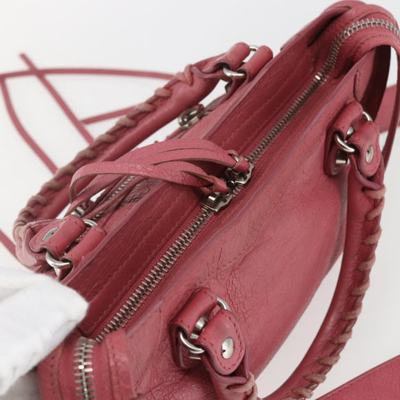 BALENCIAGA Classic Mini City Hand Bag Leather 2way Pink 300295 Auth ka1630M