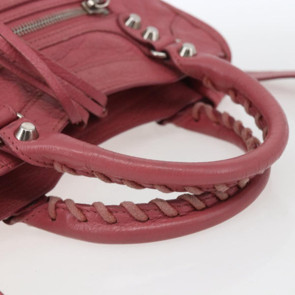 BALENCIAGA Classic Mini City Hand Bag Leather 2way Pink 300295 Auth ka1630M