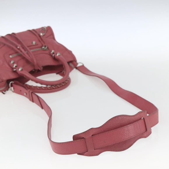 BALENCIAGA Classic Mini City Hand Bag Leather 2way Pink 300295 Auth ka1630M