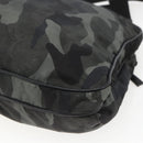 PRADA Camouflage Schultertasche Nylon Grün Silber Auth ka1631V-17