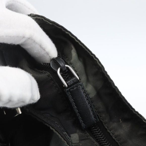 PRADA Camouflage Shoulder Bag Nylon Green Silver Auth ka1631V