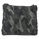 PRADA Camouflage Shoulder Bag Nylon Green Silver Auth ka1631V-2