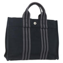 HERMES Fourre Tout PM Hand Bag Canvas Black Silver Auth ka1633-1