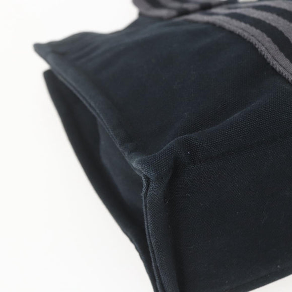 HERMES Fourre Tout PM Hand Bag Canvas Black Silver Auth ka1633