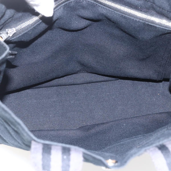 HERMES Fourre Tout PM Hand Bag Canvas Black Silver Auth ka1633