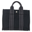 HERMES Fourre Tout PM Hand Bag Canvas Black Silver Auth ka1633-13
