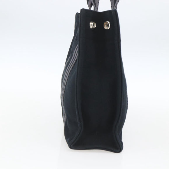 HERMES Fourre Tout PM Hand Bag Canvas Black Silver Auth ka1633