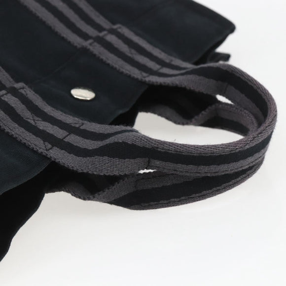 HERMES Fourre Tout PM Hand Bag Canvas Black Silver Auth ka1633