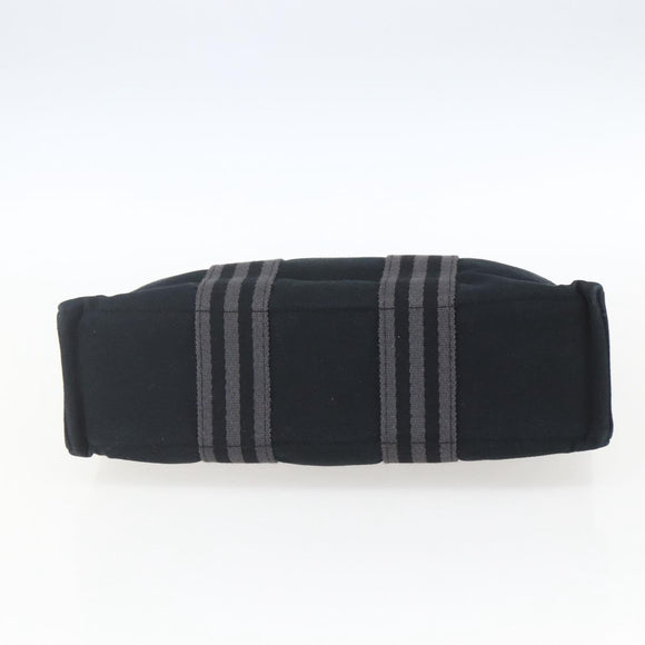 HERMES Fourre Tout PM Hand Bag Canvas Black Silver Auth ka1633