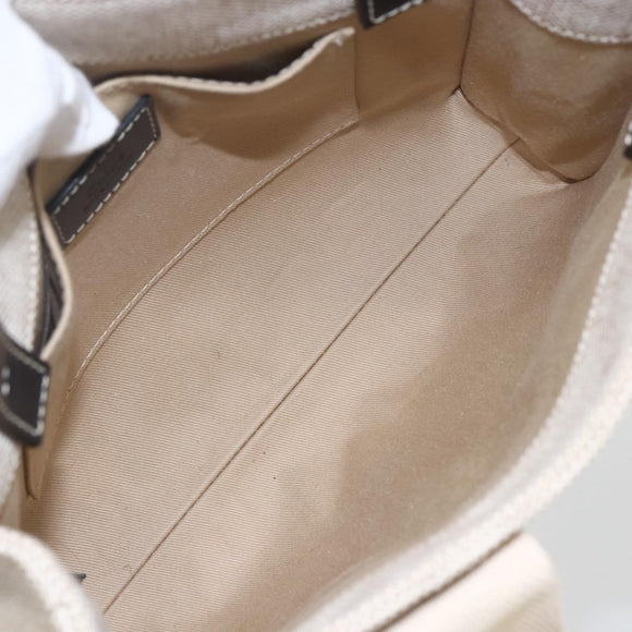 Chloe Woody Small Hand Bag Canvas Beige Auth ka1636V