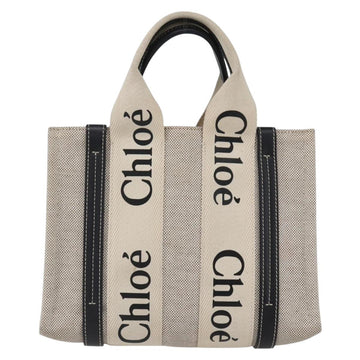 Chloe Woody Small Hand Bag Canvas Beige Auth ka1636V - 0