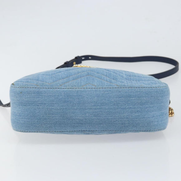 GUCCI Small Camera bag GG Marmont Bag Denim Light Blue 447632 Auth ka1639SAV