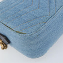 GUCCI Kleine Kameratasche GG Marmont Tasche Denim Hellblau 447632 Auth ka1639SAV-17