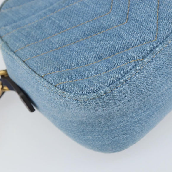 GUCCI Small Camera bag GG Marmont Bag Denim Light Blue 447632 Auth ka1639SAV