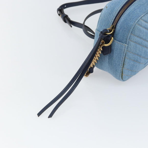 GUCCI Kleine Kameratasche GG Marmont Tasche Denim Hellblau 447632 Auth ka1639SAV