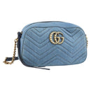 GUCCI Kleine Kameratasche GG Marmont Tasche Denim Hellblau 447632 Auth ka1639SAV-1
