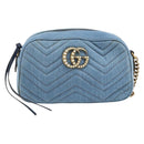 GUCCI Kleine Kameratasche GG Marmont Tasche Denim Hellblau 447632 Auth ka1639SAV-13