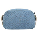 GUCCI Kleine Kameratasche GG Marmont Tasche Denim Hellblau 447632 Auth ka1639SAV-2