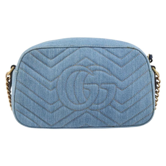 GUCCI Kleine Kameratasche GG Marmont Tasche Denim Hellblau 447632 Auth ka1639SAV