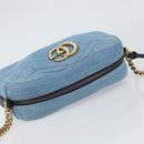 GUCCI Kleine Kameratasche GG Marmont Tasche Denim Hellblau 447632 Auth ka1639SAV-7