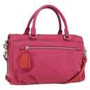 LOEWE Anagram Seville Hand Bag Leather 2way Pink Silver Auth ka1644M-1