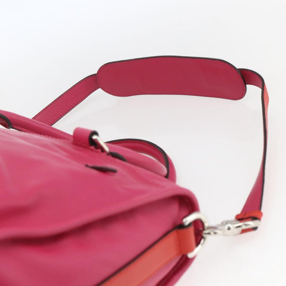 LOEWE Anagram Seville Hand Bag Leather 2way Pink Silver Auth ka1644M