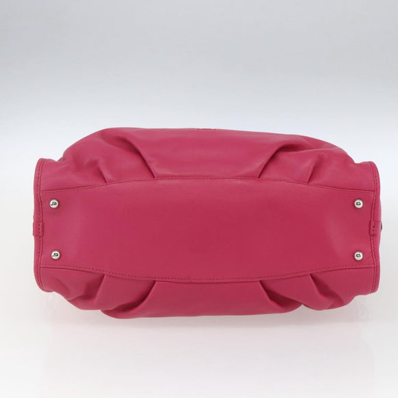 LOEWE Anagram Seville Hand Bag Leather 2way Pink Silver Auth ka1644M