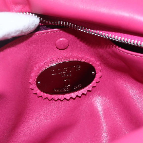 LOEWE Anagram Seville Hand Bag Leather 2way Pink Silver Auth ka1644M