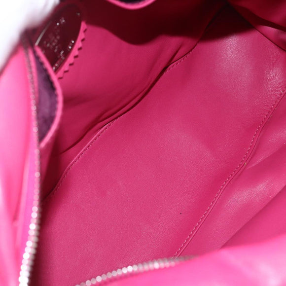 LOEWE Anagram Seville Hand Bag Leather 2way Pink Silver Auth ka1644M