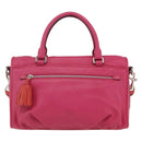 LOEWE Anagram Seville Hand Bag Leather 2way Pink Silver Auth ka1644M-13