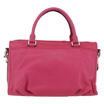 LOEWE Anagram Seville Hand Bag Leather 2way Pink Silver Auth ka1644M - 0